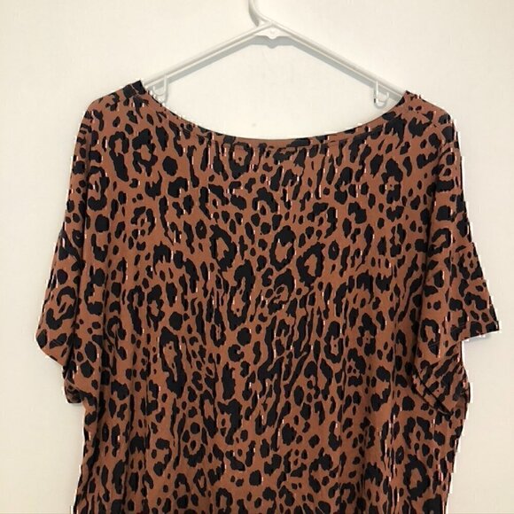 IDEOLOGY Brown Black Cheetah Leopard Animal Print V-Neck Short Sleeve Tee TShirt - Picture 11 of 12